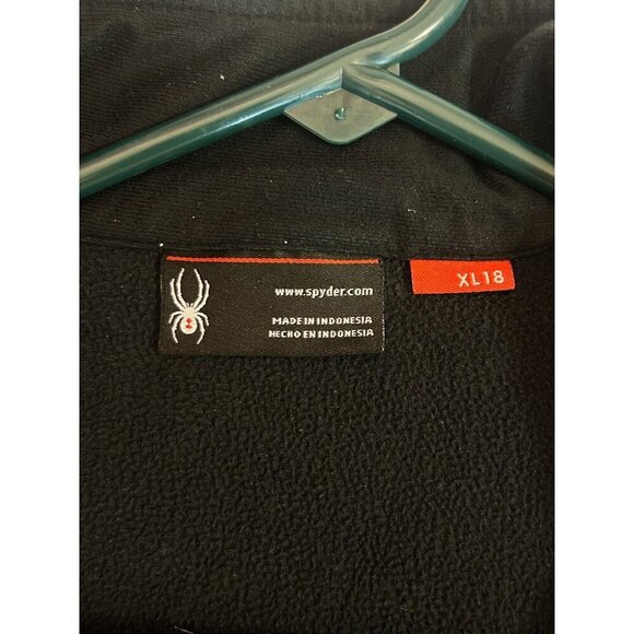 Spyder Boys Black Fleece Jacket With Red Accents Size XL18 - Picture 4 of 5